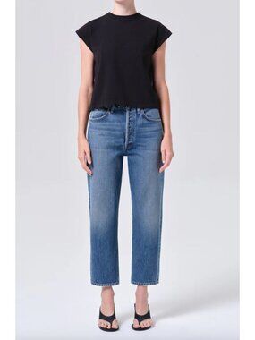 Agolde 90's Crop Petite Mid Rise Loose Straight Blue Jeans Size 30 in Bounty